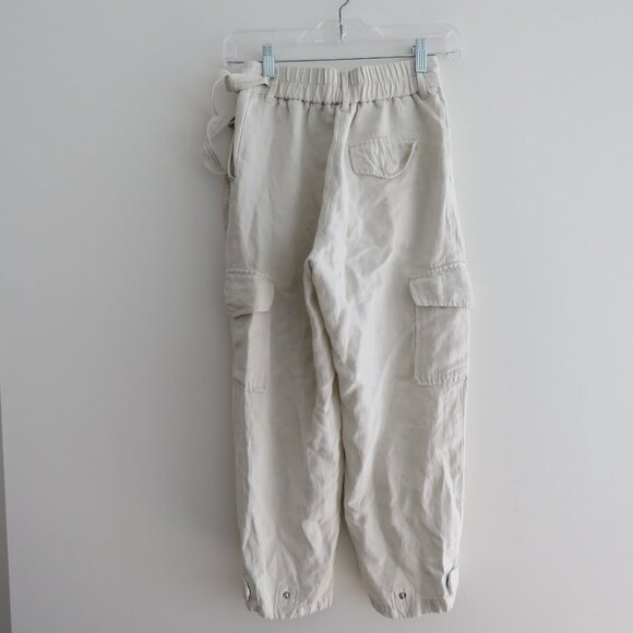 ARITZIA WILFRED Kafka Linen Blend Cropped Cargo Pants in Cream Neutral Size US 0 - Picture 10 of 15